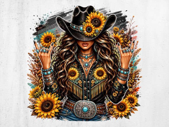 Download Sunflower Cowgirl Western Graphic PNG - Cow Collection