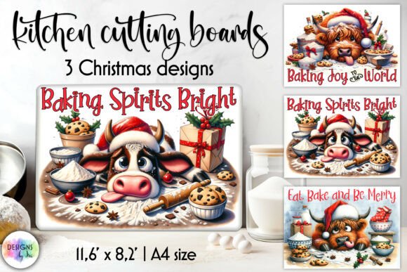 Download Funny Cow Christmas Cutting Board Print - Cow Collection