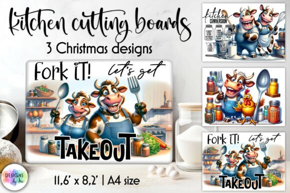 Download Funny Cow Christmas Cutting Board Print - Cow Collection