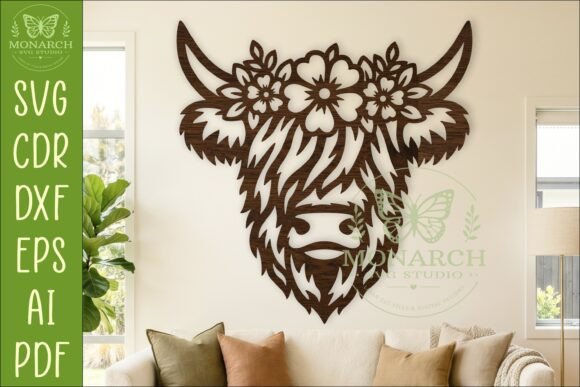Download Floral Highland Cow Wall Sign SVG Decor - Cow Collection