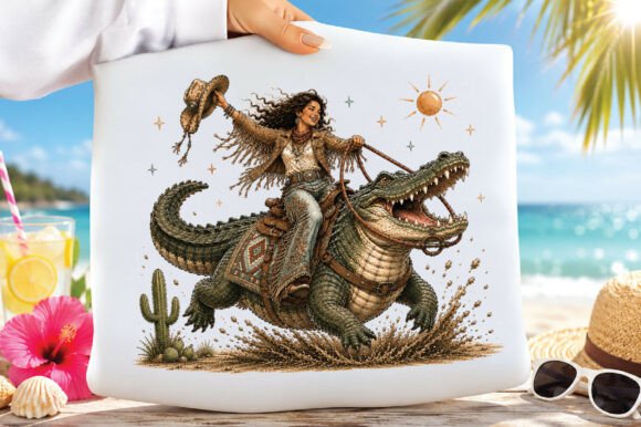 Download Funny Western Cowgirl Crocodile PNG - Cow Collection